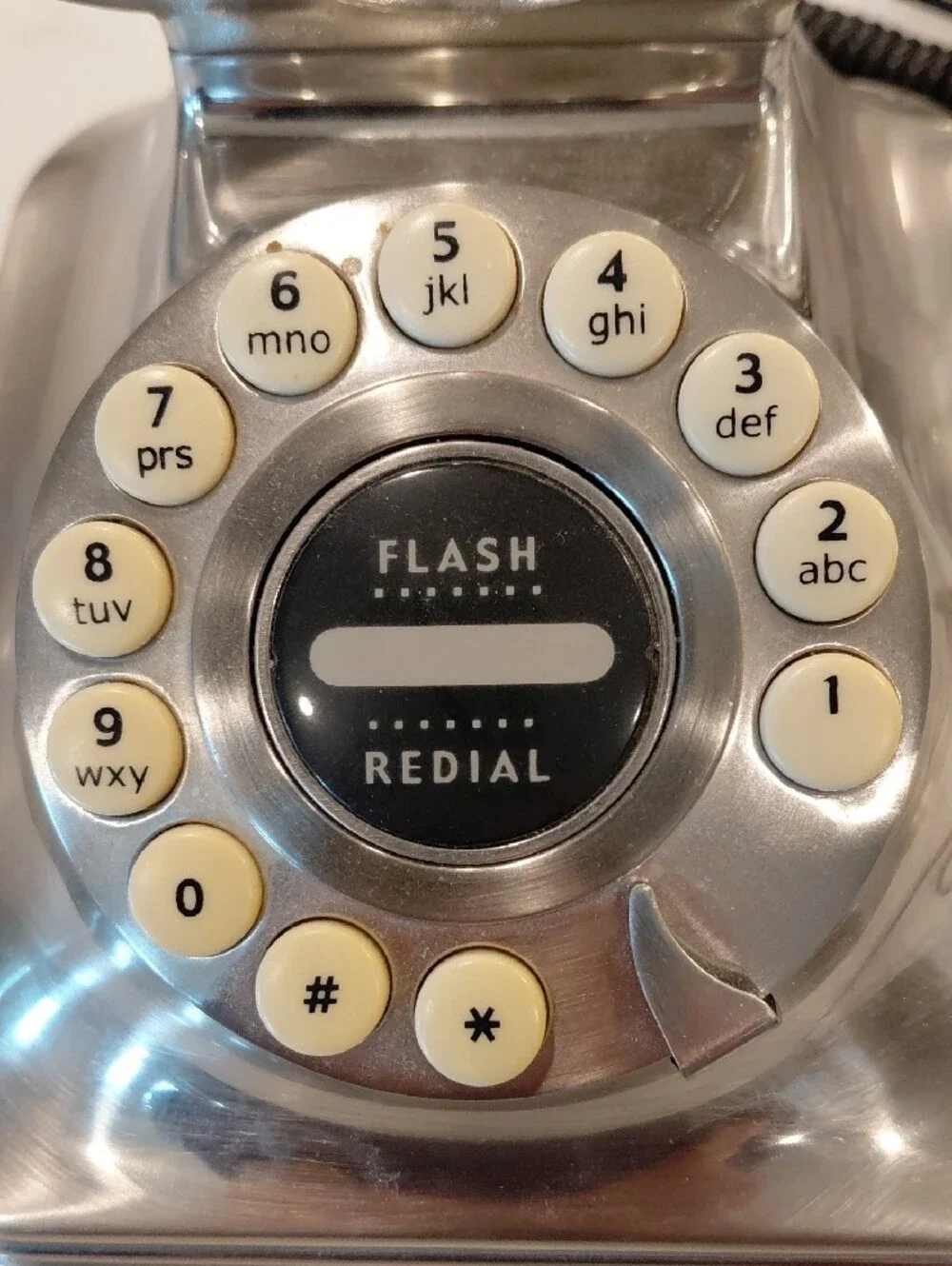 Pottery Barn Brushed Nickel Rotary-Style Desk Phone..Excellent CONDITION...